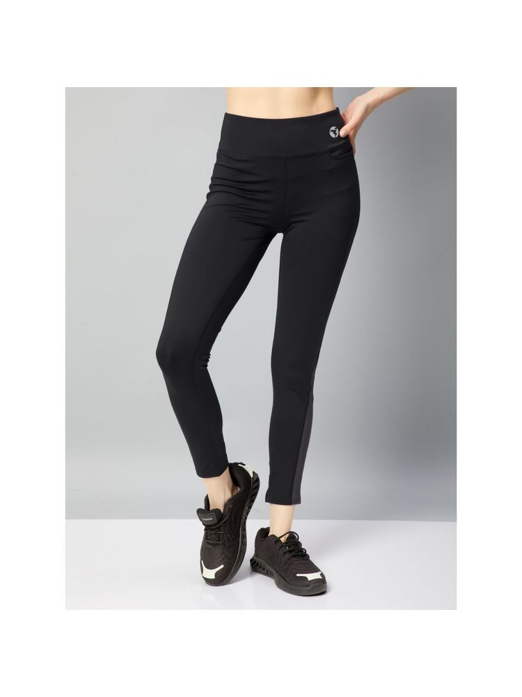 Technosport Black Solid Skinny Fit Tights-image-33