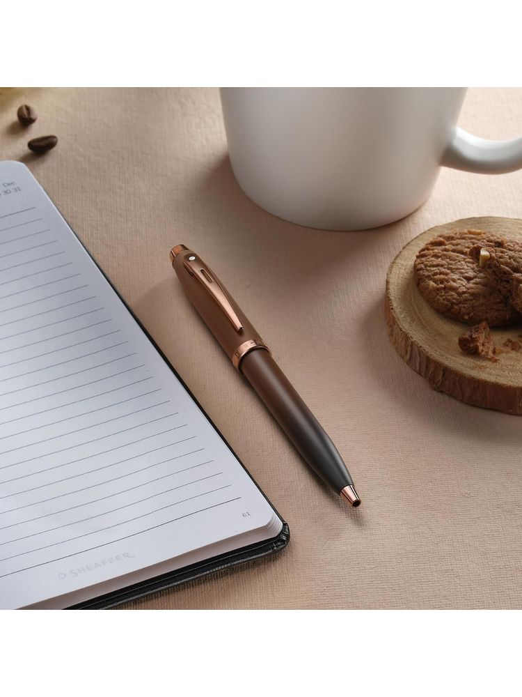 Sheaffer 100 9374 Coffee Edition Matt Brown Ballpoint Pen with Regal Pvd Trims-image-45