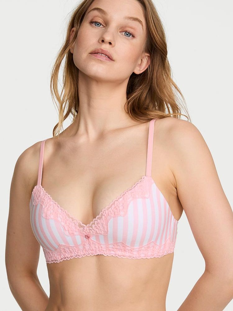 Victoria's Secret The Cotton Lace-Trim Lightly Lined Wireless Bra-image-43