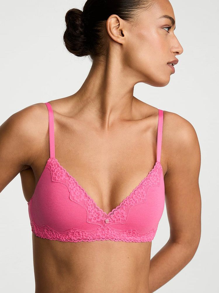Victoria's Secret The Cotton Lace-Trim Lightly Lined Wireless Bra-image-17