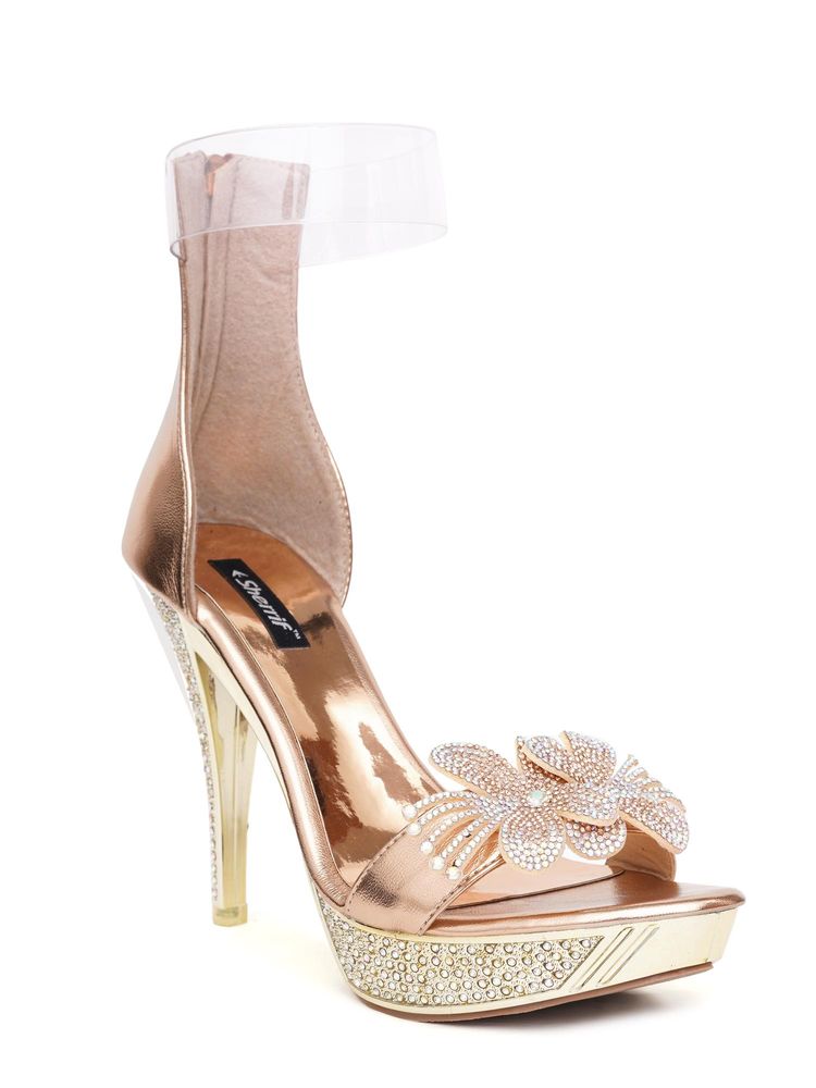 Sherrif Shoes Women Rose Gold Trendy Sandal Heels-image-27