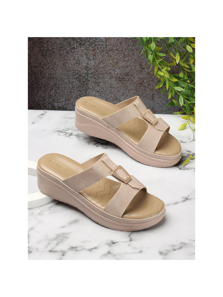 Iconics Women Beige Comfort Sandals-picture-28