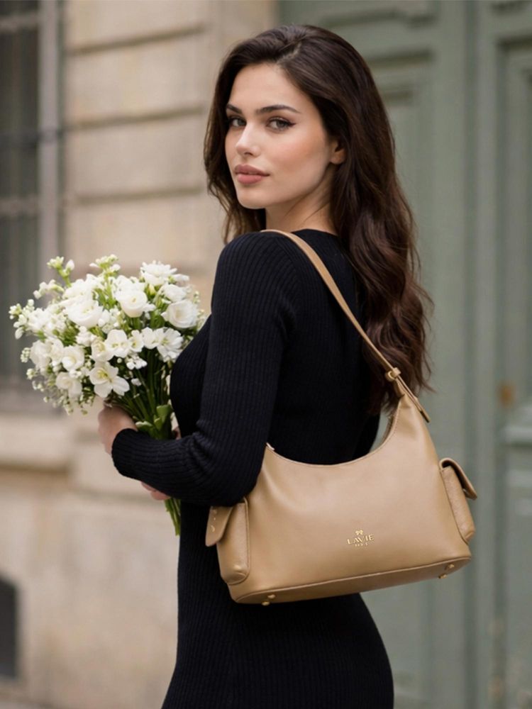 Lavie Paris Women's Pisa Medium Hobo Bag (Beige) (MEDIUM)-image-0
