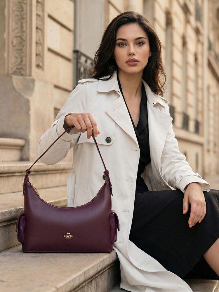 Lavie Paris Women's Pisa Medium Hobo Bag (Wine) (MEDIUM)-image-10