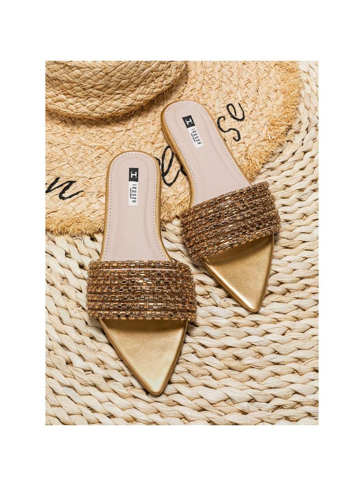 IRUSSH Crystal Pointed Gold Flats-image-31