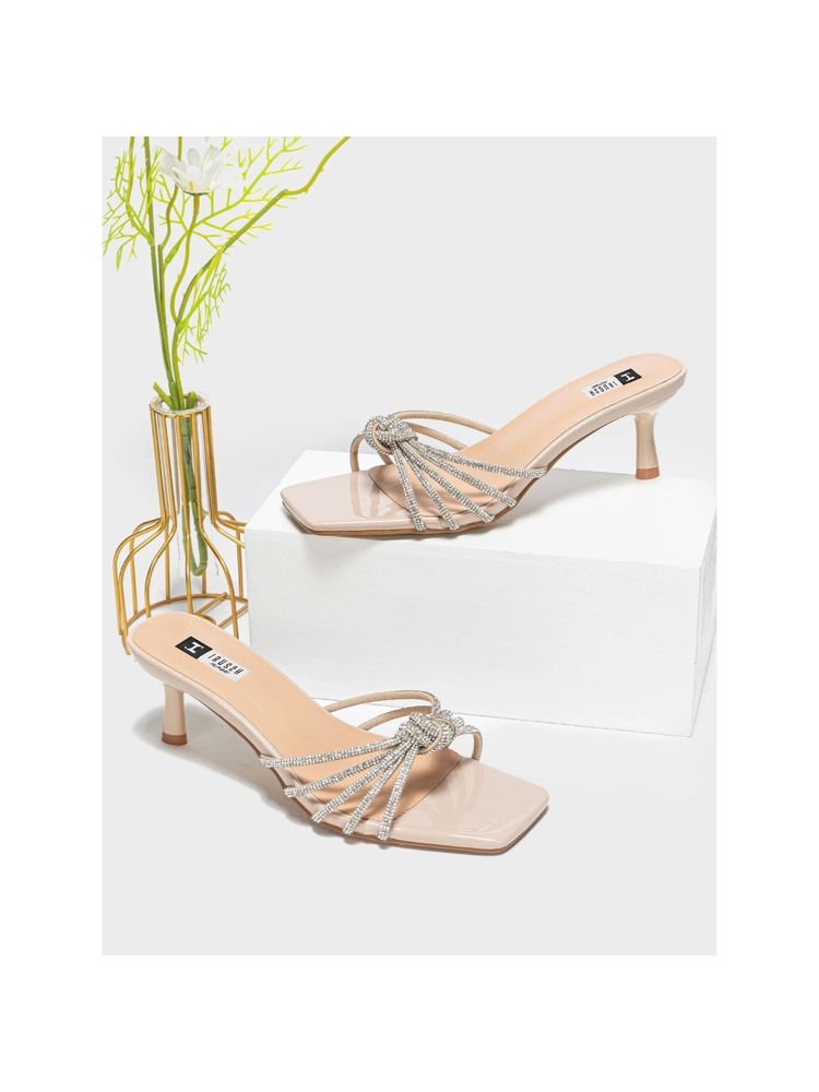 IRUSSH Nude Diamond Studded Knot Strips Heels-picture-20