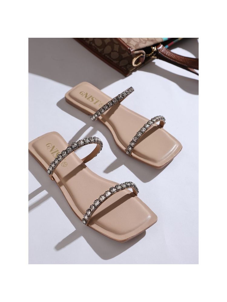 Gnist Beige Embellished Flats