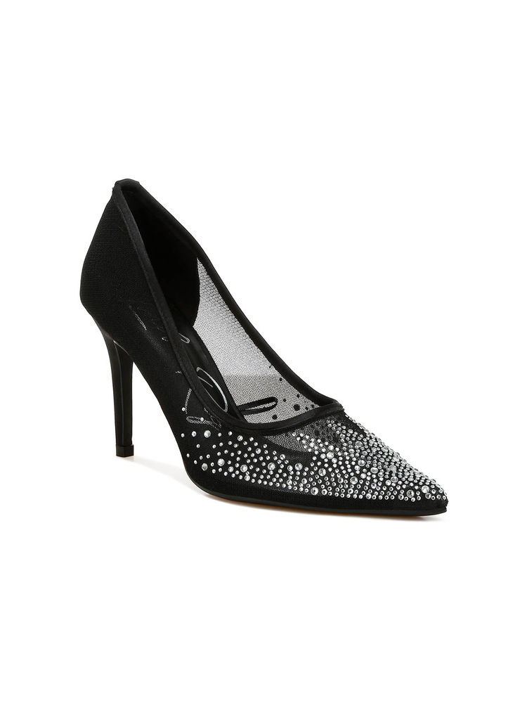 London Rag Black Mesh Rhinestone Stiletto Pumps-image-29