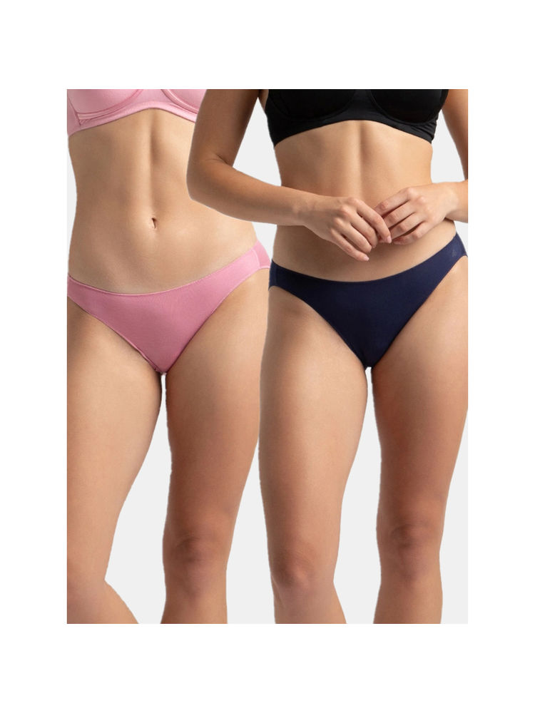 Jockey 1803 Women Medium Coverage Modal Bikini - C. Rose & Classic Navy (Pack of 2)-picture-25