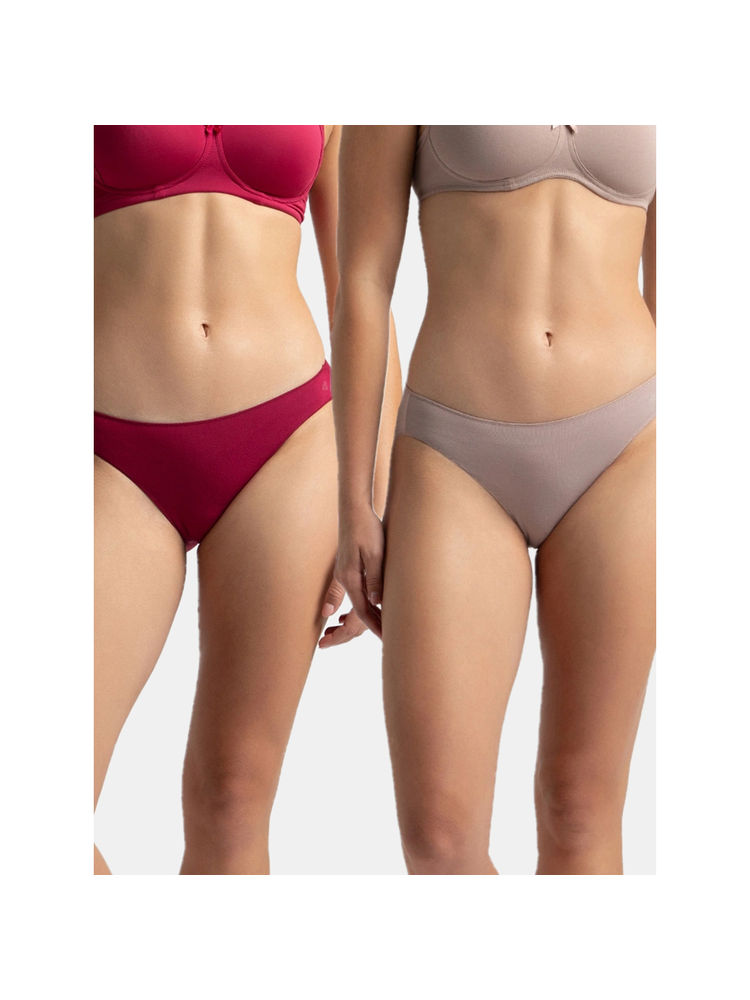 Jockey 1803 Women Medium Coverage Modal Bikini - Mocha & Anemone (Pack of 2)-picture-19
