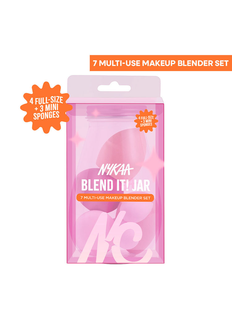 Nykaa Tools Blend It! Jar -7 Makeup Sponges (4 Full Size & 3 Minis) - Ultra Soft & Multi-Functional