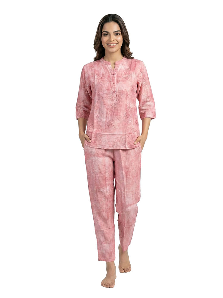 Juliet Soft Comfortable Rayon Fabric Womens Printed Nightsuit Peach-picture-19
