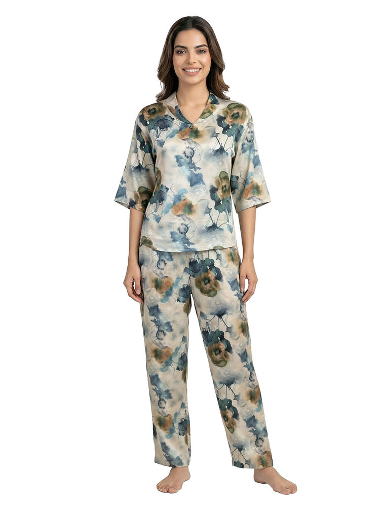 Juliet Womens Floral Printed Nightsuit Blue-picture-26