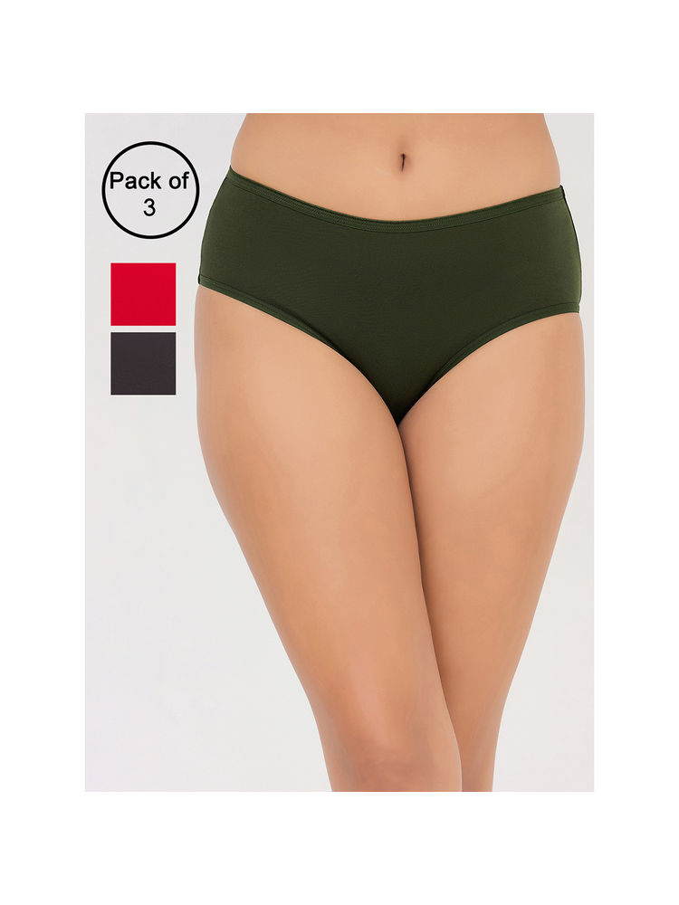 Clovia Cotton Elastic Hipster Pantes (Pack of 3)-picture-10