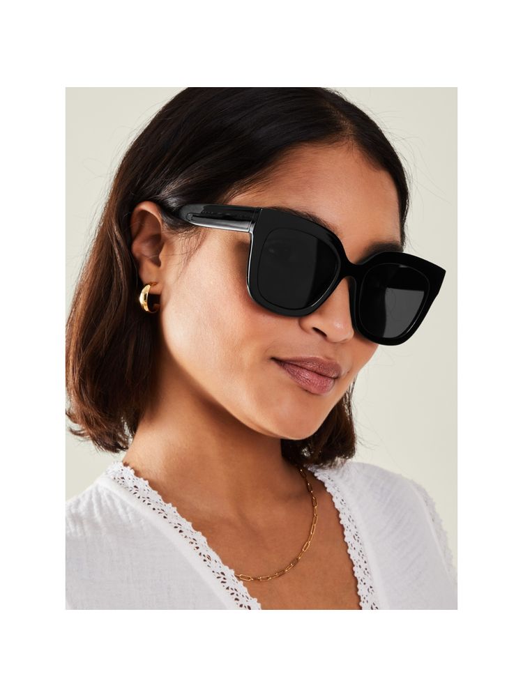 Accessorize London Womens Black Chunky Solid Oversize Sunglasses-picture-14