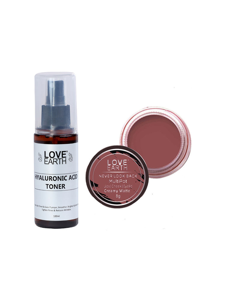 Love Earth Lip Tint & Cheek Tint Never Look Back + Hyaluronic Acid Toner
