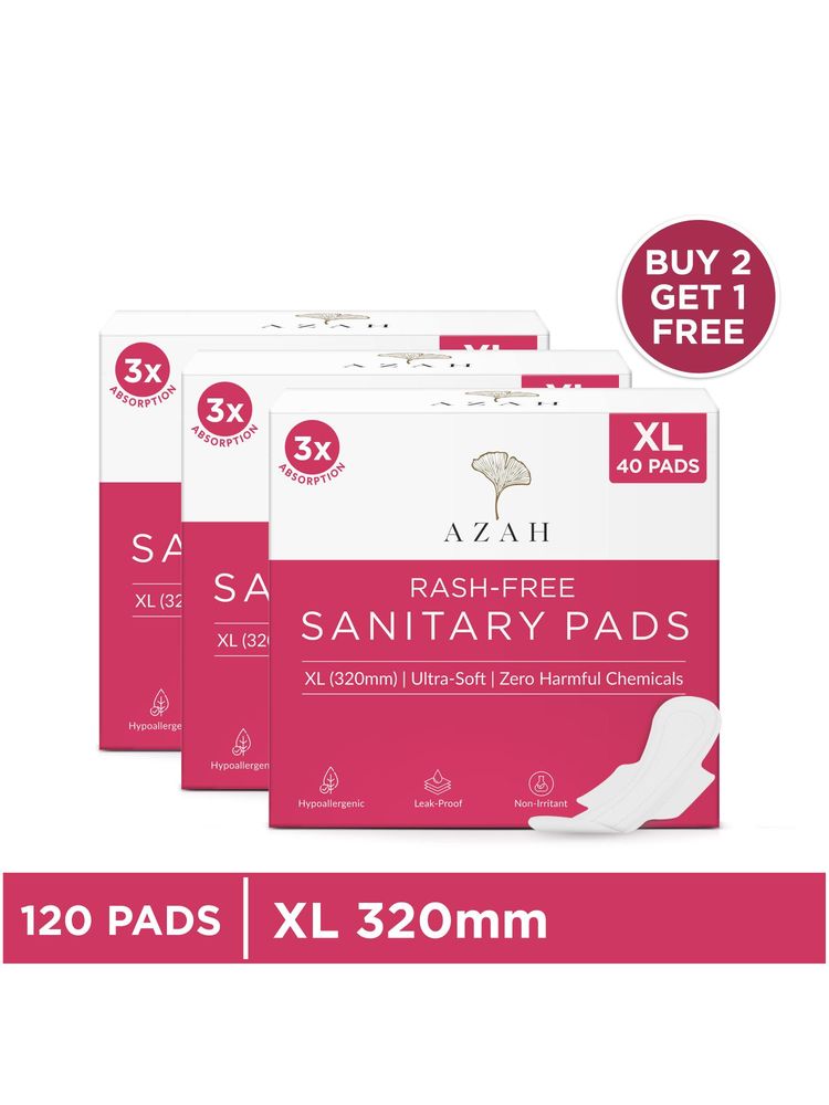 Azah Sanitary Pads for Women , 100% Rash-Free Cotton Sanitary Napkins Buy 2 Get 1 Free-image-2