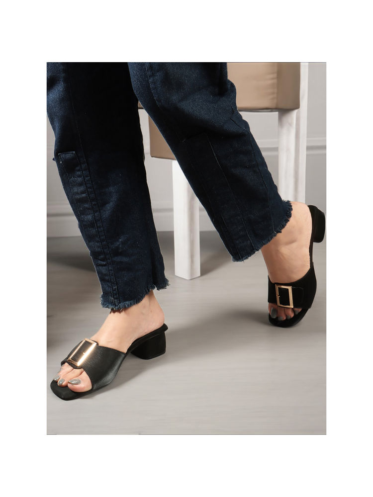 Carlton London Black Party Slip On Women Heels-image-26