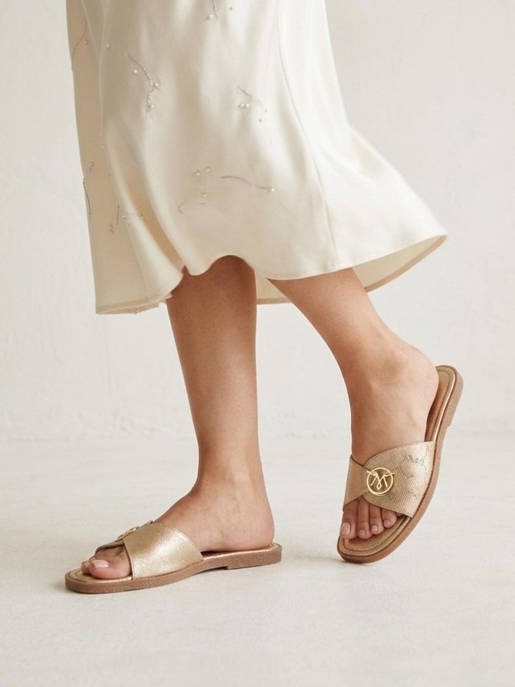 Monrow Women Nyra Gold Flats-picture-24