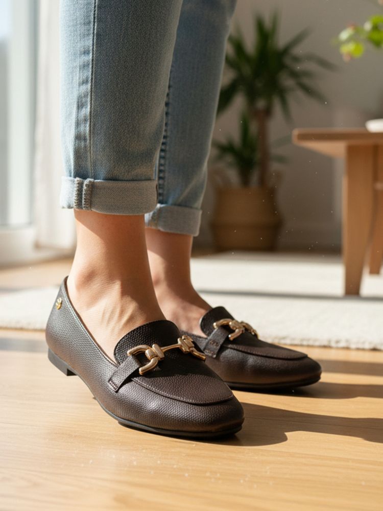 ELLE Brown Synthetic Round Toe Loafers-image-16