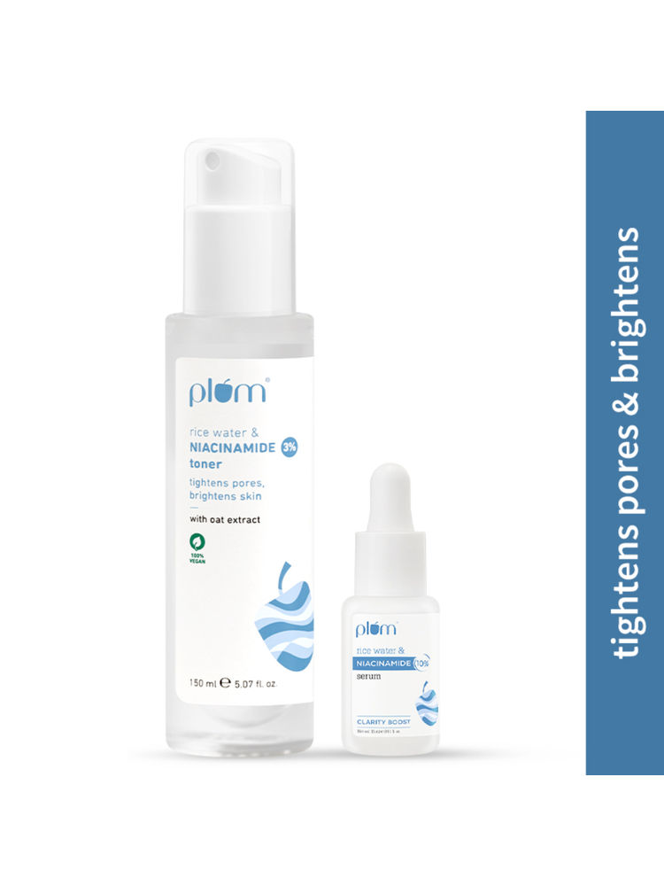 Plum Niacinamide Toner & Serum Duo for Pore Care, Tightening & Brightening