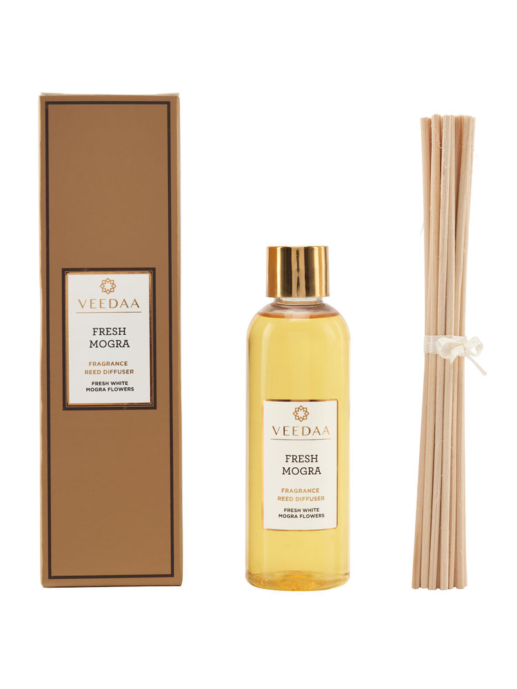 Veedaa Candles Fresh Mogra Diffuser Oil Refill & Reeds Set-image-15