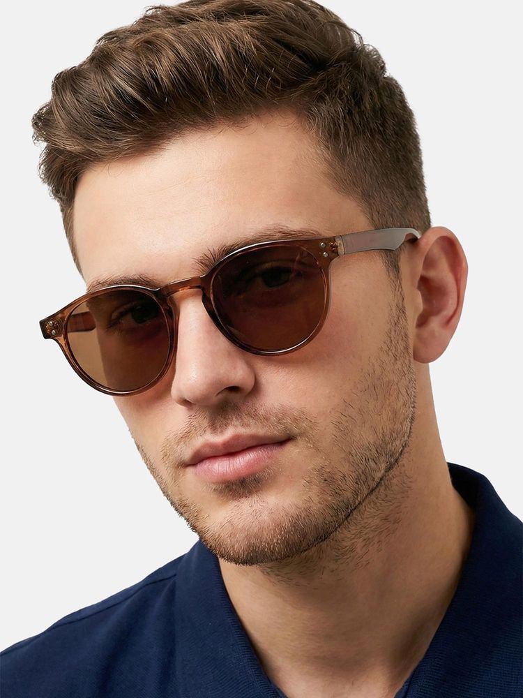 Carlton London Unisex Brown Toned Uv Protected Lens Oval Sunglasses-image-14