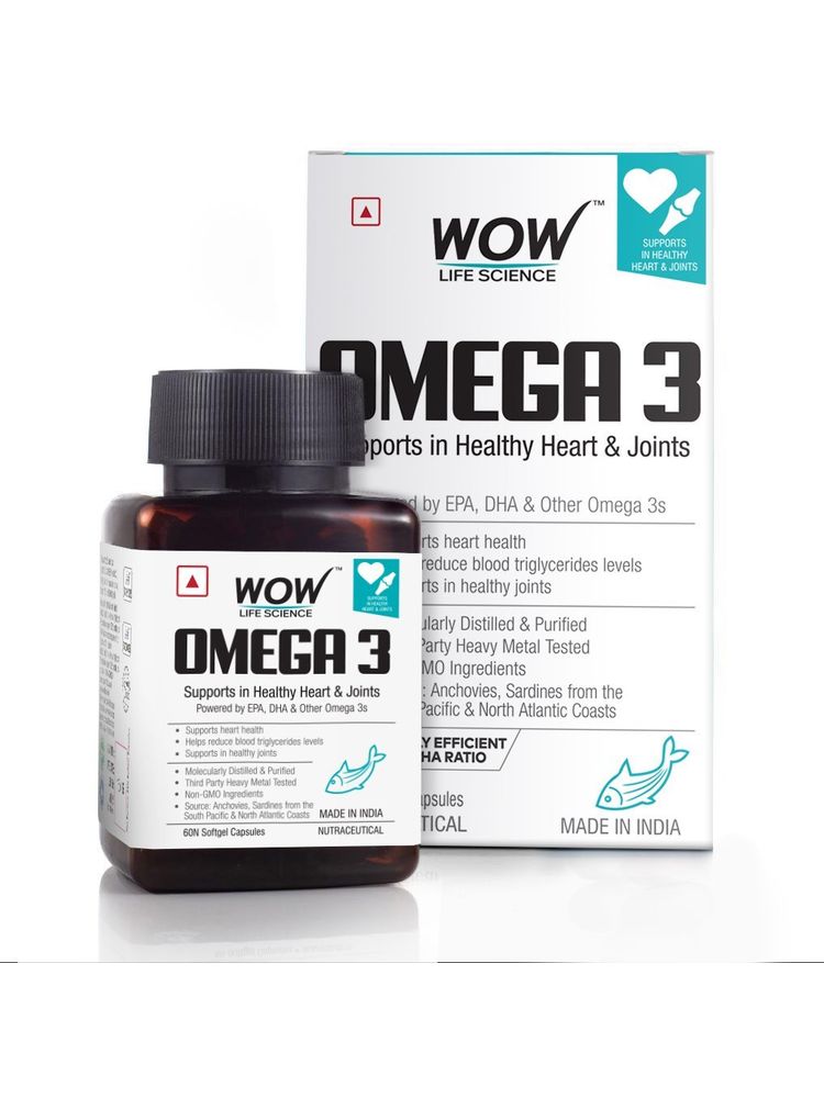 WOW Life Science Omega-3 1300Mg 60Capsules - EPA + DHA Enriched - 100% Natural