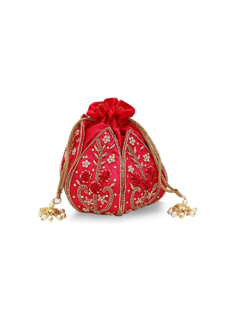 THE TAN CLAN Hot Pink Baag Lotus Potli Bag-image-41