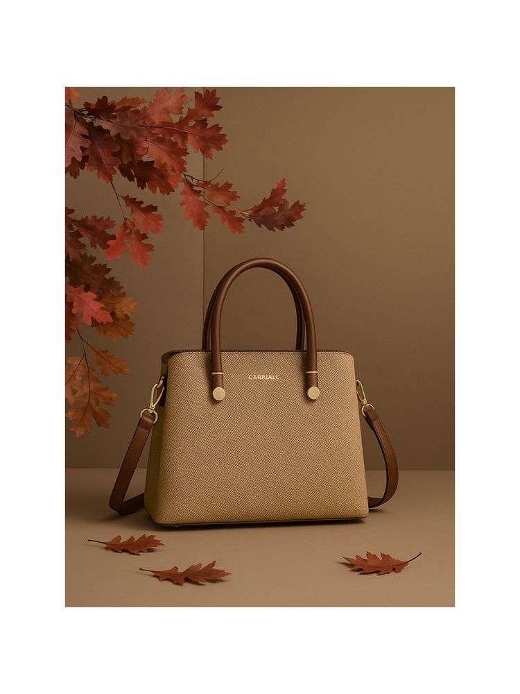 CARRIALL Brown Ireen Vegan Leather Handbag with Detachable Strap-picture-11