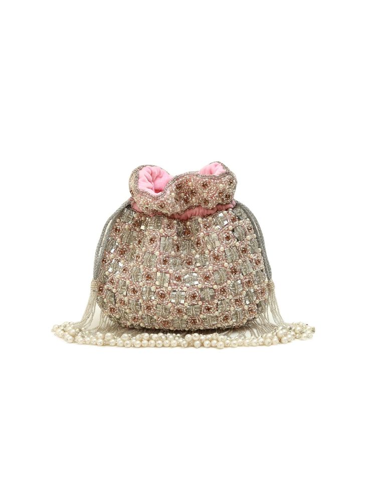 THE TAN CLAN Pink Sehaj Tasselled Potli Bag-image-36