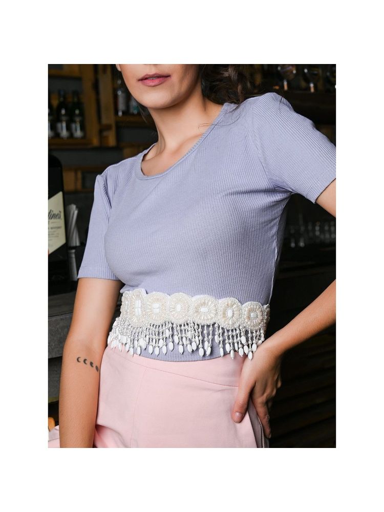 Odette White Pearl And Rhinestone Velvet Base Belt-picture-24