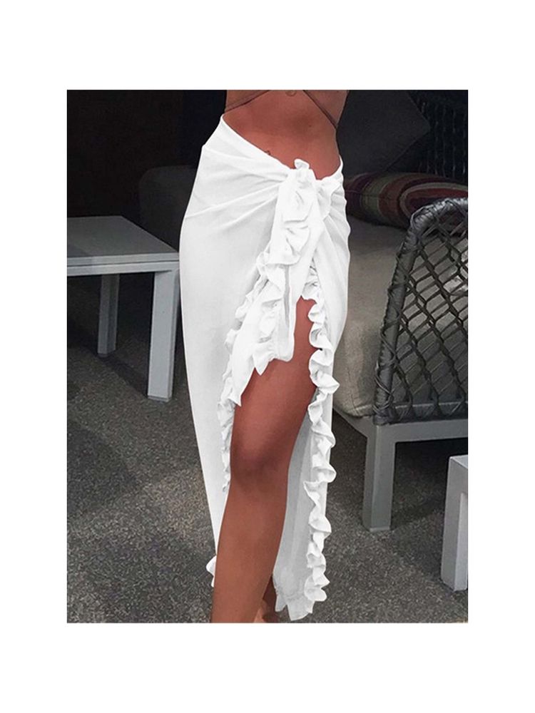 Addery Ruffled Sarong Skirt - White