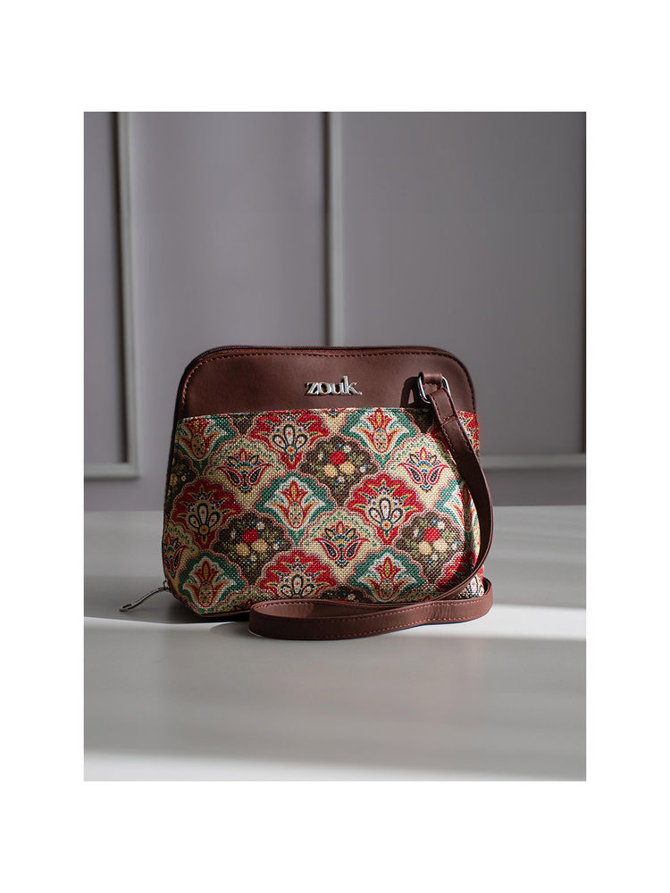 Zouk Mughal Art Multicolor Ooo Sling Bag-image-3