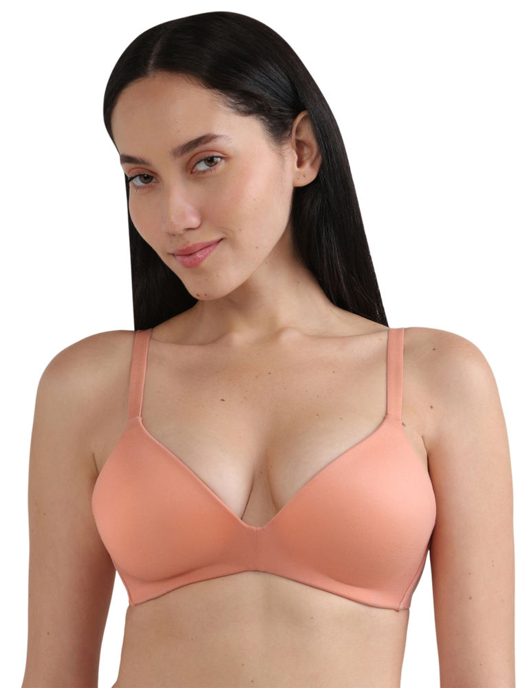 Wacoal How Perfect Padded Non-Wired Medium Coverage Seamless T-Shirt Bra-Peach-picture-10