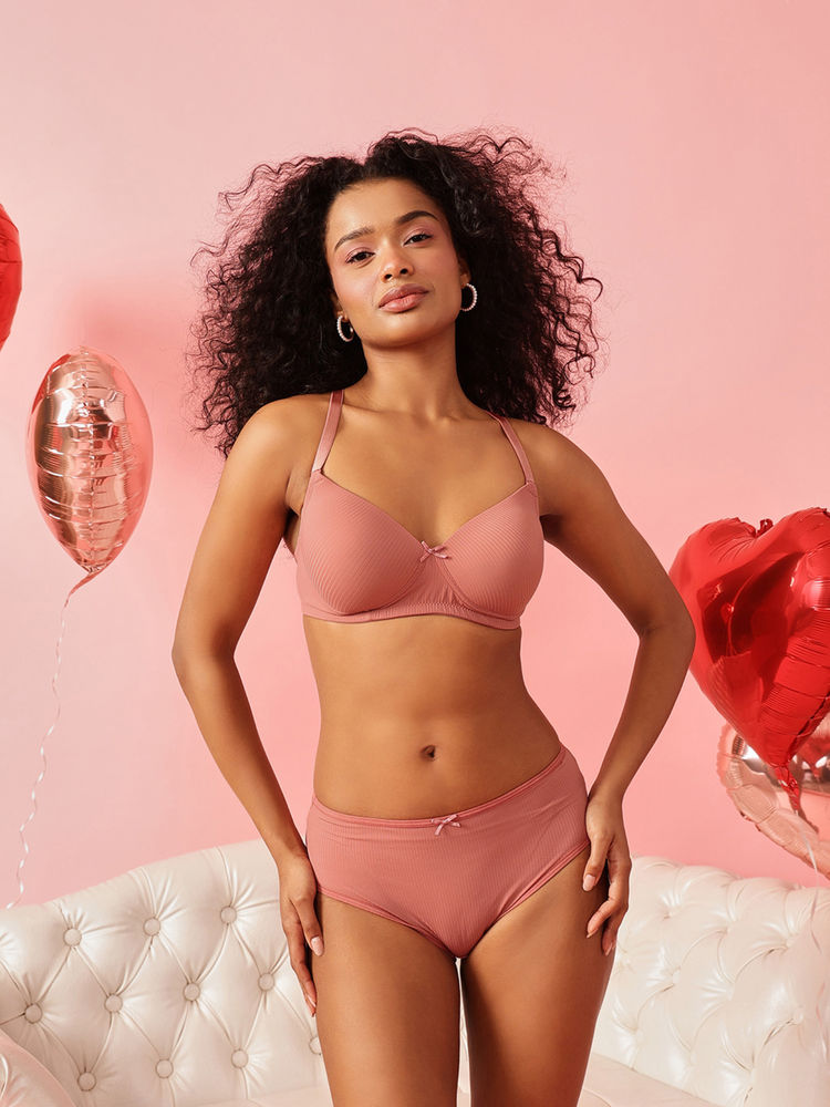 Chelvet Women Padded Non-Wired Pink T-Shirt Bra-image-41
