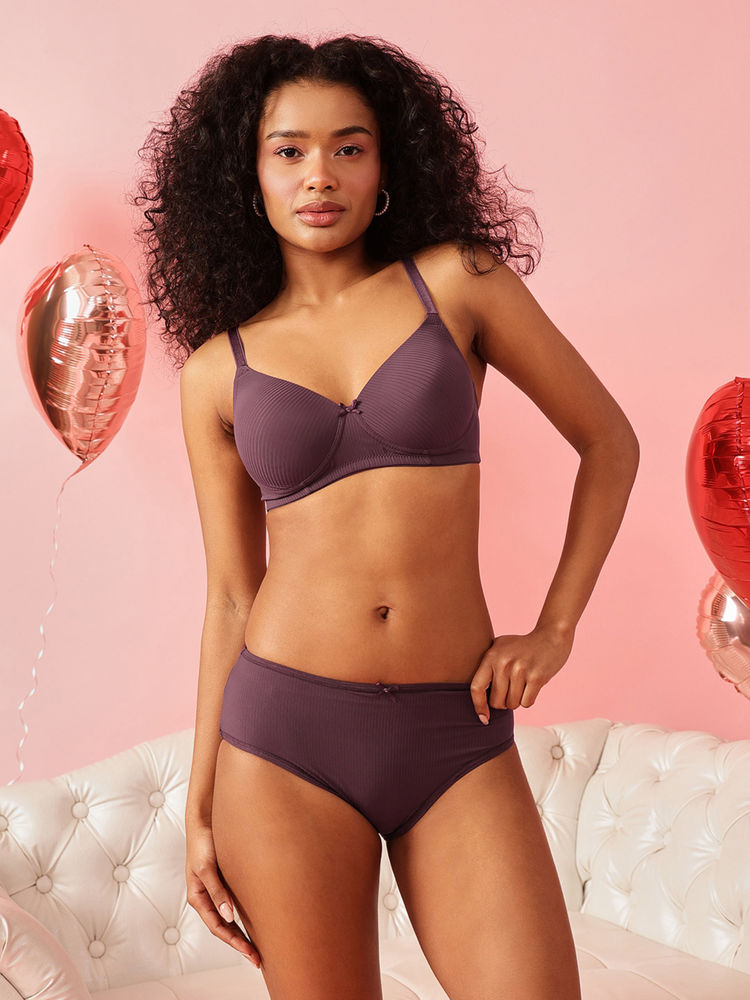 Chelvet Women Padded Non-Wired Purple T-Shirt Bra-image-8