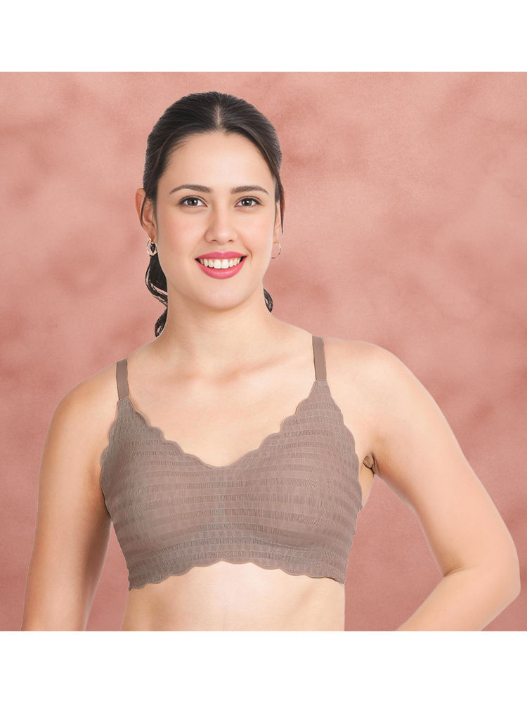 Shyaway Cinnamon Swirl Scallop Neckline And Under band Padded T-Shirt Bra-image-8