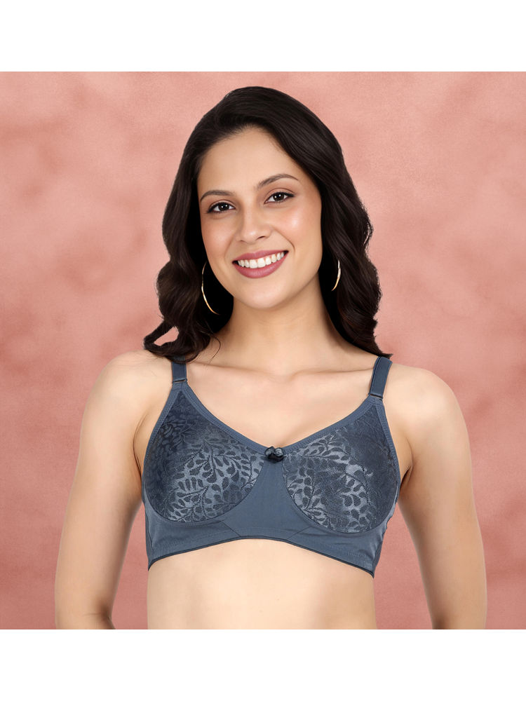 Shyaway Susie Ombre Blue Non Padded Lace 3/4Th Coverage Everyday T-Shirt Bra-image-14