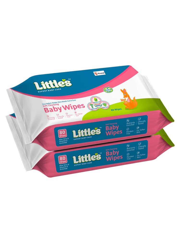 Little's Soft Cleansing Baby Wipes (80 Wipes X Pack Of 2)