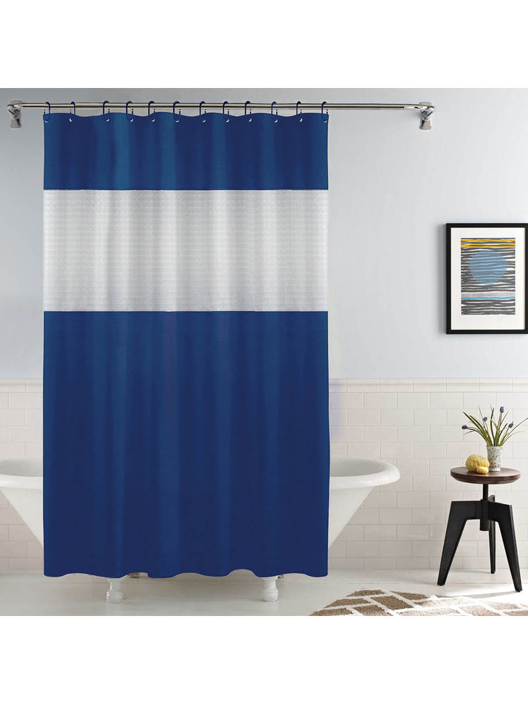 Story@Home 200 cm (7 ft) PVC Room Darkening Shower Curtain Single Curtain-Solid, Blue-picture-27
