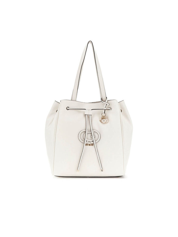 guess fashion Guess Off White Solid Calebra Drawstring Shoulder Bag-picture-22