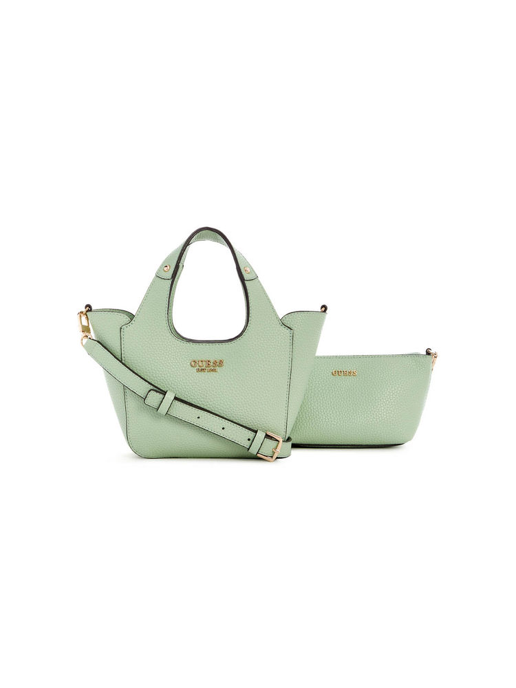 Guess Green Celadon Textured Helina Mini Handbag and Pouch with Detachable Strap (Set of 2)-image-31