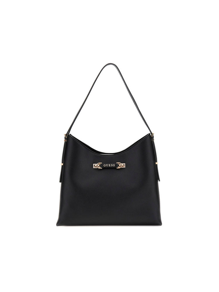 guess fashion Guess Black Solid Lefia Shoulder Bag (L)-picture-32