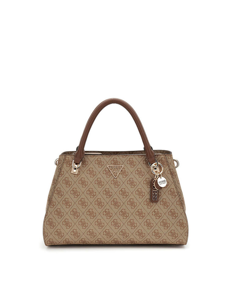 guess fashion Guess Brown Printed Noelle Luxury Satchel Bag with Detachable Strap-picture-40