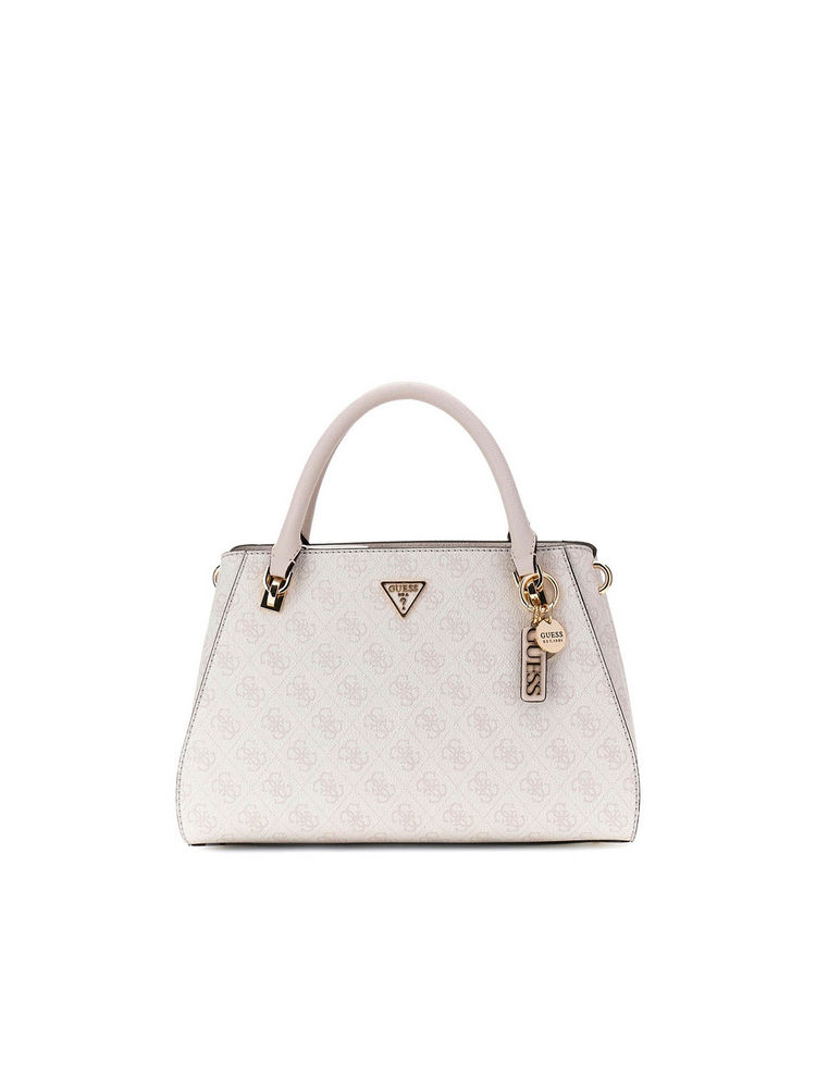 guess fashion Guess White Logo Printed Noelle Luxury Satchel Bag with Detachable Strap-picture-22