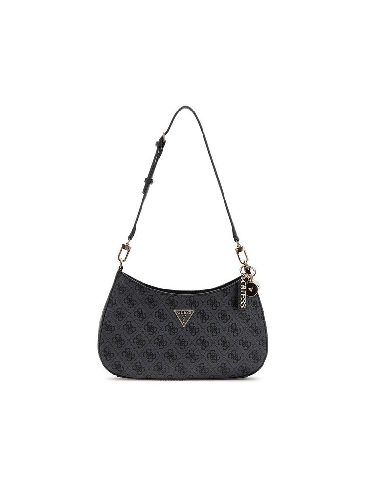 Guess Coal Logo Printed Noelle Top Zip Shoulder Bag-image-4