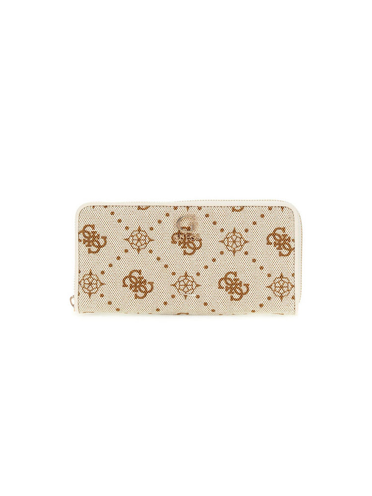 guess fashion Guess Off White Logo Printed Neda Zip Around Wallet (L)-picture-27