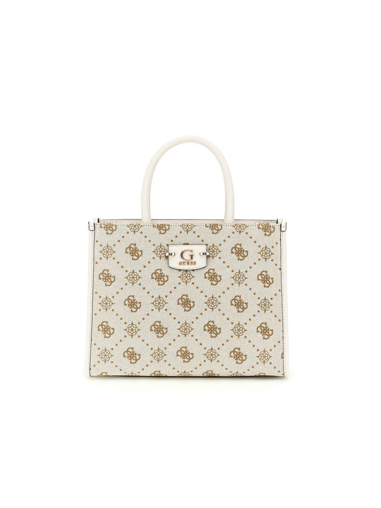 Guess Off White Logo Printed Neda Handbag-image-7