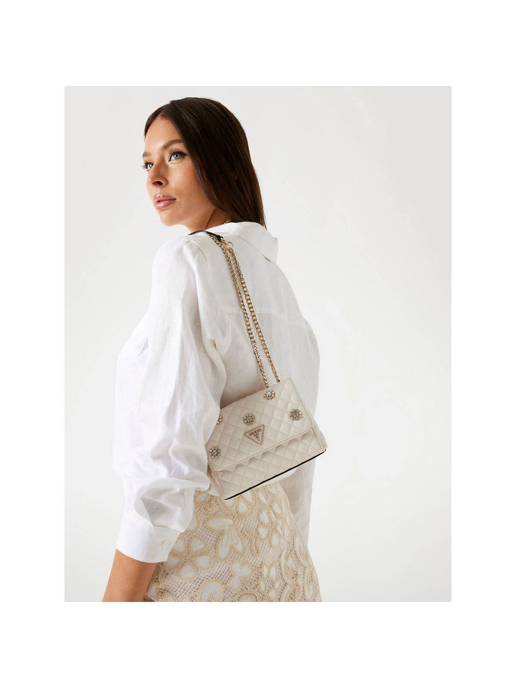 guess fashion Guess Off White Embellished Everlee Mini Convertible Crossbody Bag-picture-22